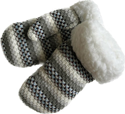 St Michael unworn grey graphic stripe vintage 1970s wool knit mittens