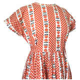 Apple print red and white cotton vintage 1950s day dress