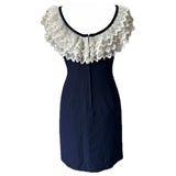 Blanes navy blue vintage 1960s mini dress with layered lace collar