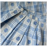 Blue and white check vintage 1950s cotton skirt
