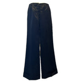 Black satin vintage 1970s flared disco trousers