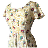 Ancient Greece novelty print vintage 1950s cotton day dress