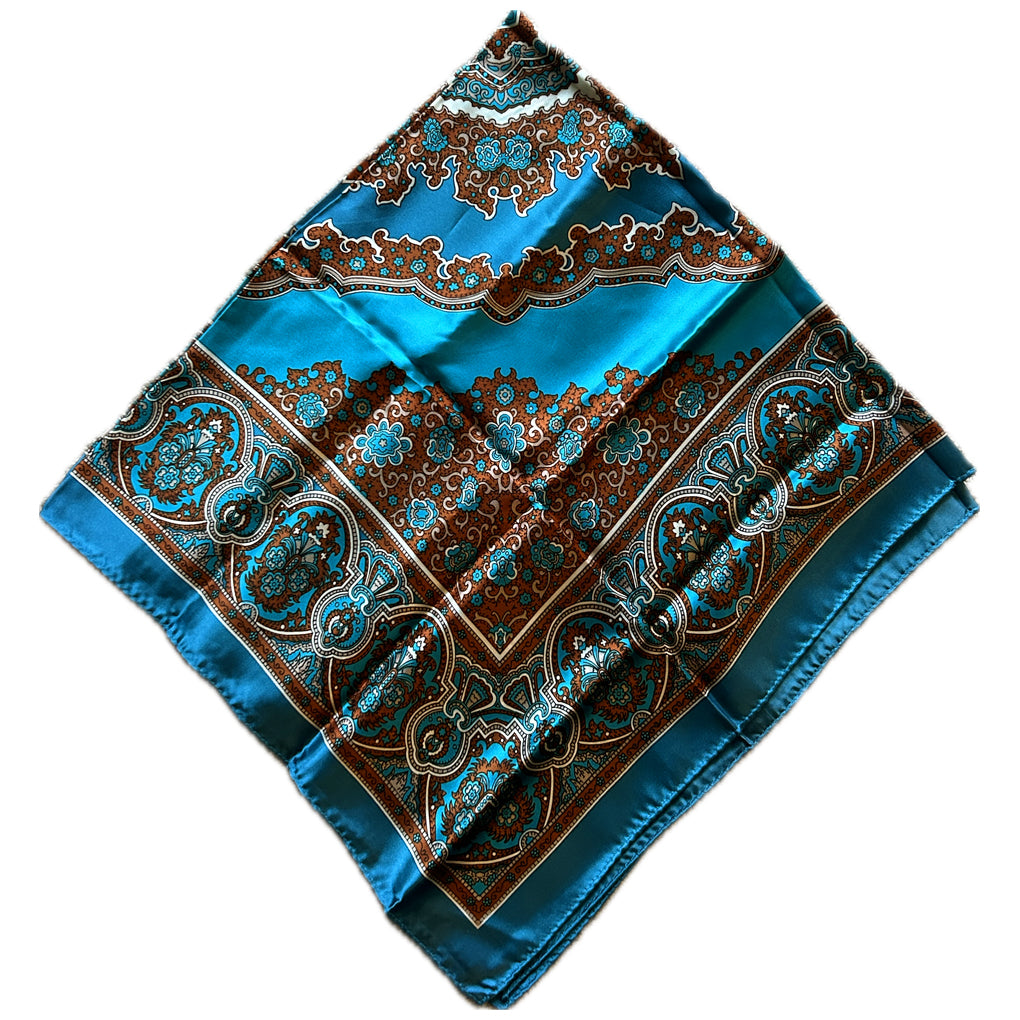 Foulard Vintage SALTERIO En Soie 100% - Dimensions 76 X 77 Cm - Rouge Et Ivoire - Occasion