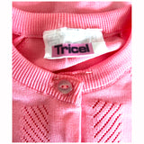 Candy pink tricel vintage 1960s classic crew neck cardigan