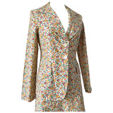 Reldan tailored floral cotton 1970s skirt and blazer suit