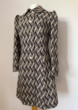 Brown and cream weave check wool vintage 1960s Biba-style coat
