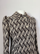 Brown and cream weave check wool vintage 1960s Biba-style coat