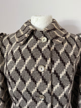 Brown and cream weave check wool vintage 1960s Biba-style coat
