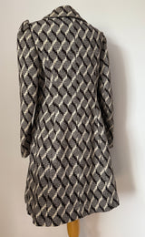 Brown and cream weave check wool vintage 1960s Biba-style coat