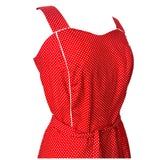 Strawberry red and white polkadot cotton 1970s belted sun dress