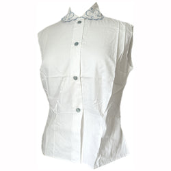 Unworn vintage 1950s scallop collar white cotton blouse
