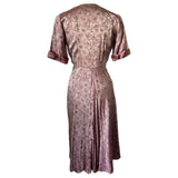 Irridescent pink vintage 1940s pagoda jacquard day dress