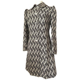Brown and cream weave check wool vintage 1960s Biba-style coat