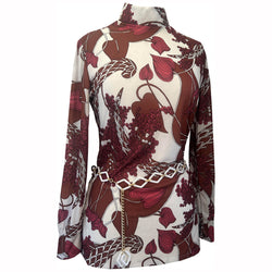 Psychedelic vintage 1960s unworn art nouveau floral nylon tunic top and belt