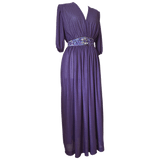 Muted purple vintage 1970s sequin waist disco midi dress