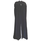 Dramatic ruched black velvet vintage full length opera cloak