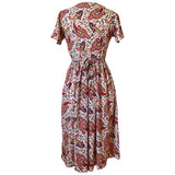 Paisley cotton red and white vintage 1940s printed day dress