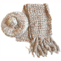 Cosy vintage 1970s bouclé knit beret and scarf set