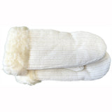 Unworn vintage cream knit St Michael gloves with faux fur trim
