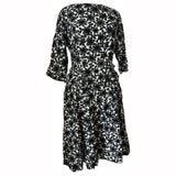 Black and white floral vintage 1950s fuzzy day dress