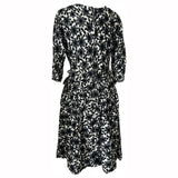 Black and white floral vintage 1950s fuzzy day dress