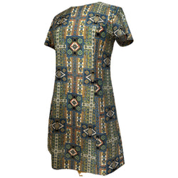 Tile print vintage 1960s short sleeved mini dress