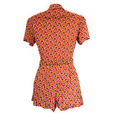 Novelty mushroom print 1970s nylon hotpants playsuit