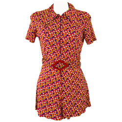 Novelty mushroom print 1970s nylon hotpants playsuit