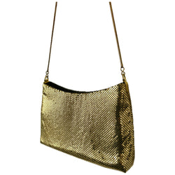 Gold metallic chain mail link mesh 1980s shoulder bag