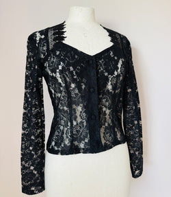 Black roses lace vintage 1980s goth blouse