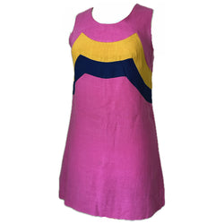 Mod rose colorblock moygashel micro mini robe des années 1960