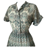 Seersucker nylon vintage 1940s day dress