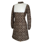 Late 1960s chocolate brown and white bib panel vintage day dress