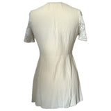 Cream crepe vintage 1960s micro mini dress with handmade lace