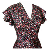 Ditsy floral print vintage 1970s fluted sleeve day dress
