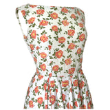 Orange rose print vintage 1950s cotton day dress