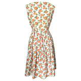 Orange rose print vintage 1950s cotton day dress