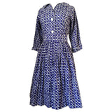 Purple and white cotton dogtooth check vintage 1950s day dress
