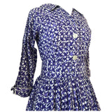 Robe de jour vintage des années 1950 à carreaux en coton violet et blanc