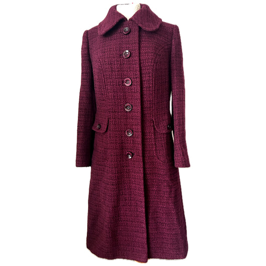 Plum purple wool weave 1960s Eastex coat