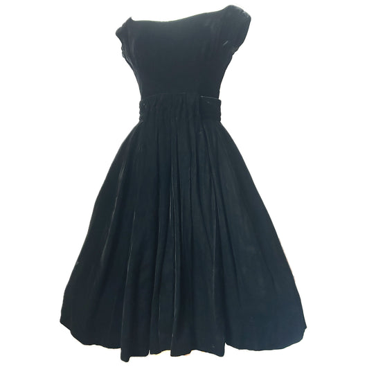 Vintage 60s Black Velvet Evening Gown Dress with Crystal Rhinestone - Ruby  Lane