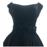 Frank Usher superbe robe de soirée en velours noir vintage des années 1950