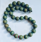 Sea green hippy vintage 1970s wooden beaded necklace
