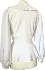 Winter white vintage 1970s pleated collar peplum blouse
