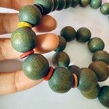 Sea green hippy vintage 1970s wooden beaded necklace