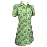 St Michael lime green flower power vintage puff sleeved 1960s day dress