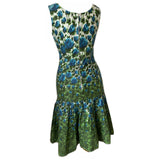 Floral print vintage 1960s wiggle dress with pleated hem