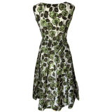 Green rose print vintage 1950s nylon day dress