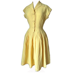 Primrose yellow vintage 1950s Horrockses day dress with net petticoat