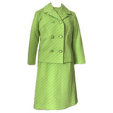 Lime green vintage 1960s mod shift dress and jacket suit